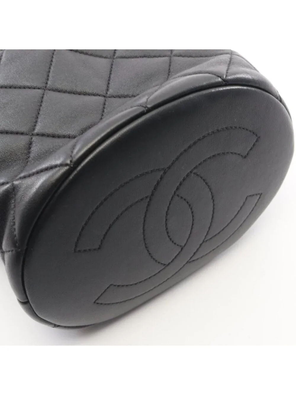 Chanel Shoulder Bag Quilted 2-Way Black Leather Pearl Handle